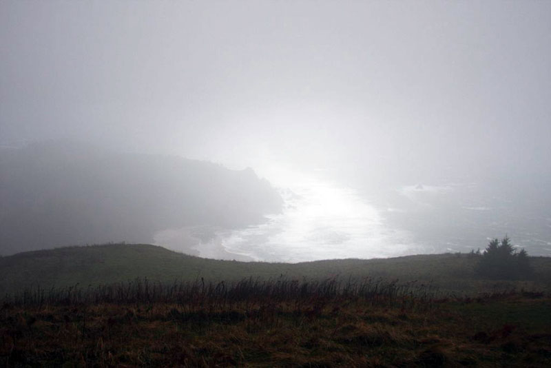 Storm-covered view of the coast from Cascade Head.